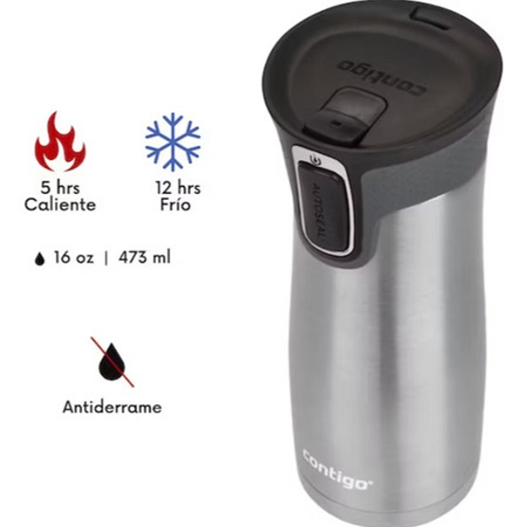 Vaso Térmico Contigo Mug Westloop 473 Ml 16 Oz Color Plateado Liso 4