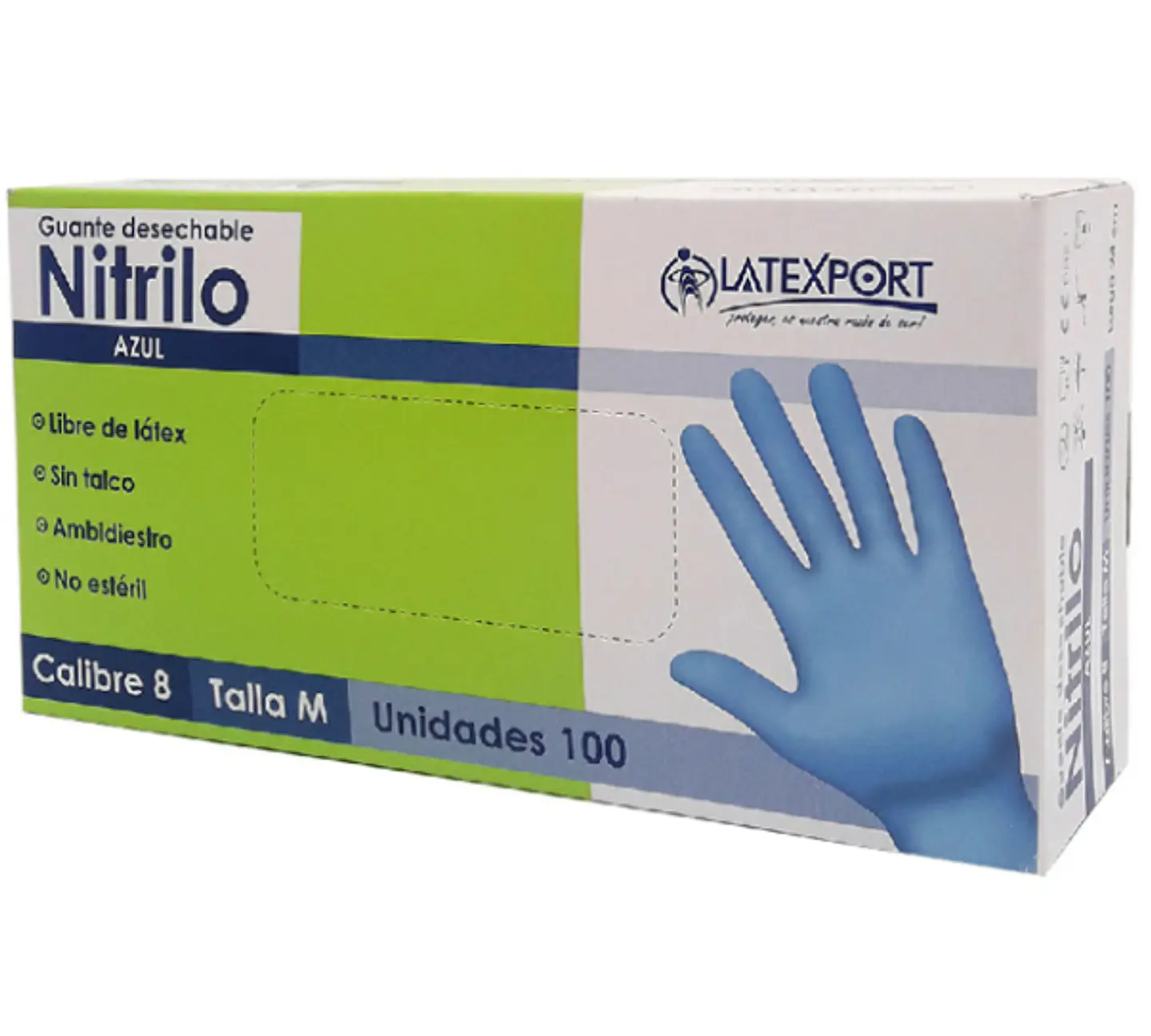 Guantes de Nitrilo Libres de Polvo - Caja de 100 und (Talla M) 1