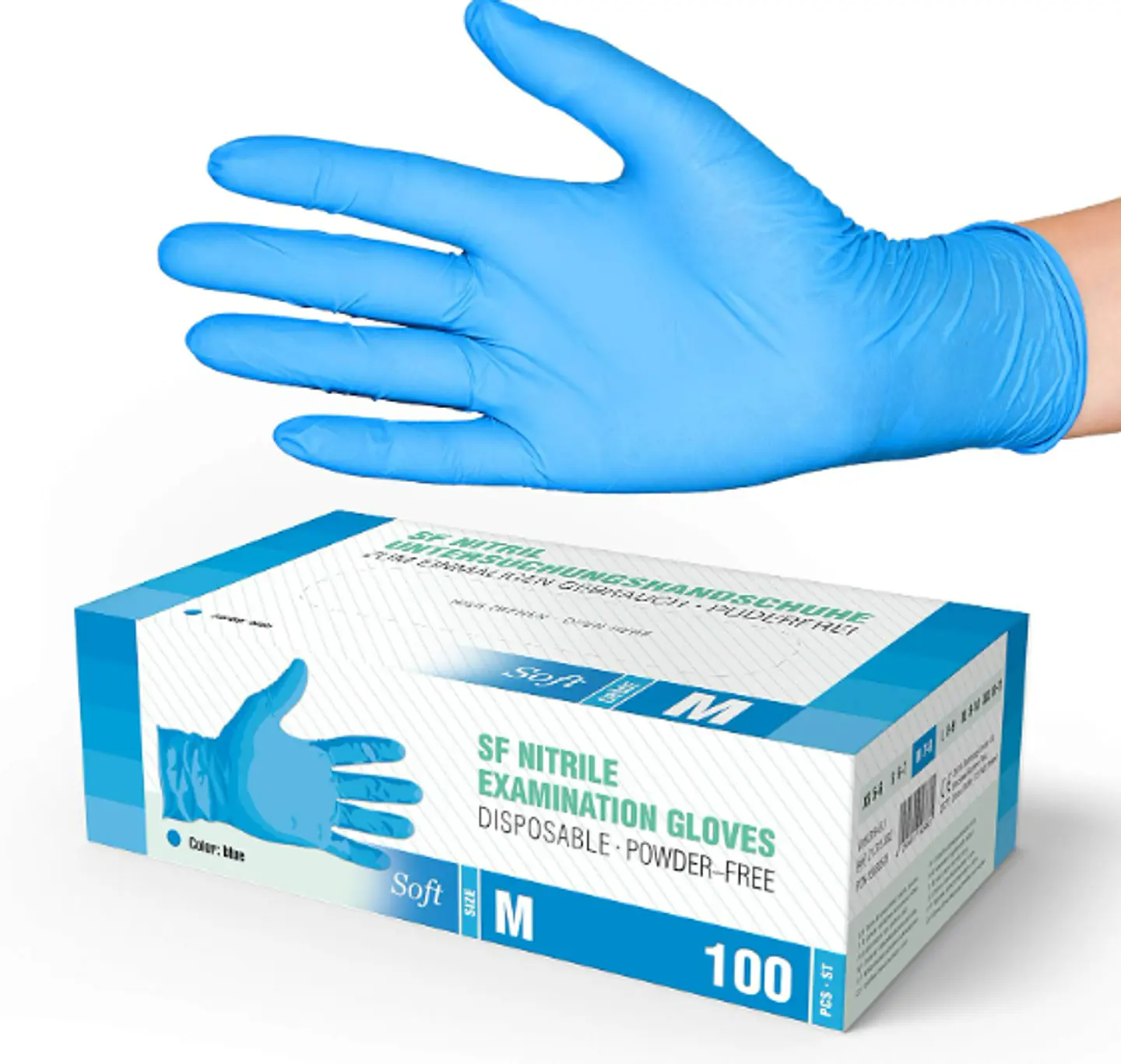 Guantes de Nitrilo Libres de Polvo - Caja de 100 und (Talla M) 2