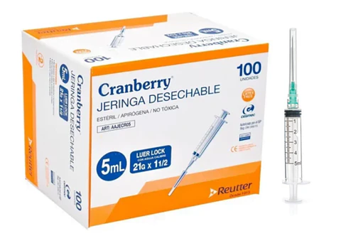 Jeringas de 5cc con Aguja 21G x 1 1/2 - Caja de 100 und