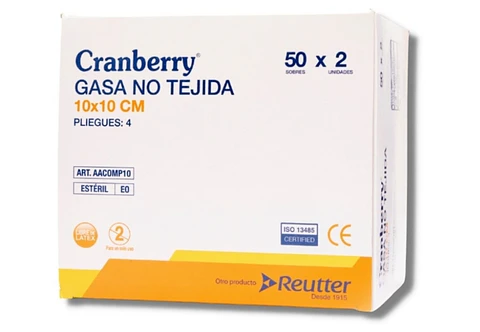 Gasa Troquelada Esteril 10 x 10 cm - 50 Sobres de 2 und
