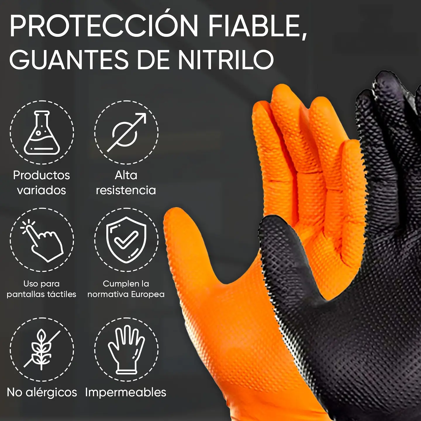 Guantes texturizados diamantados de alta resistencia  Caja de 50 und (Talla M, L y  XL) 1