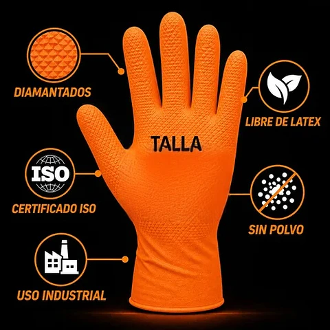 Guantes texturizados diamantados de alta resistencia  Caja de 50 und (Talla XL)