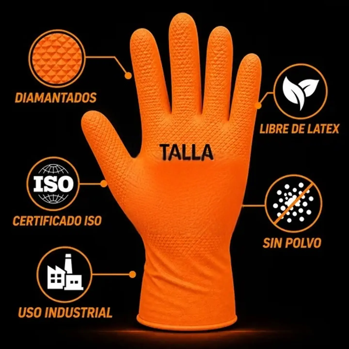Guantes texturizados diamantados de alta resistencia  Caja de 50 und (Talla M, L y  XL) 2
