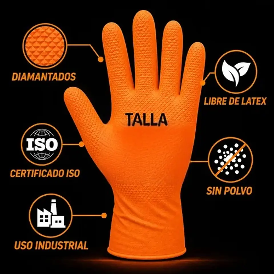 Guantes texturizados diamantados de alta resistencia  Caja de 50 und (Talla M, L y  XL) 2
