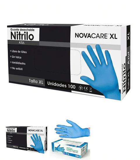 Guantes de Nitrilo azul - Caja de 100 und (Talla XL