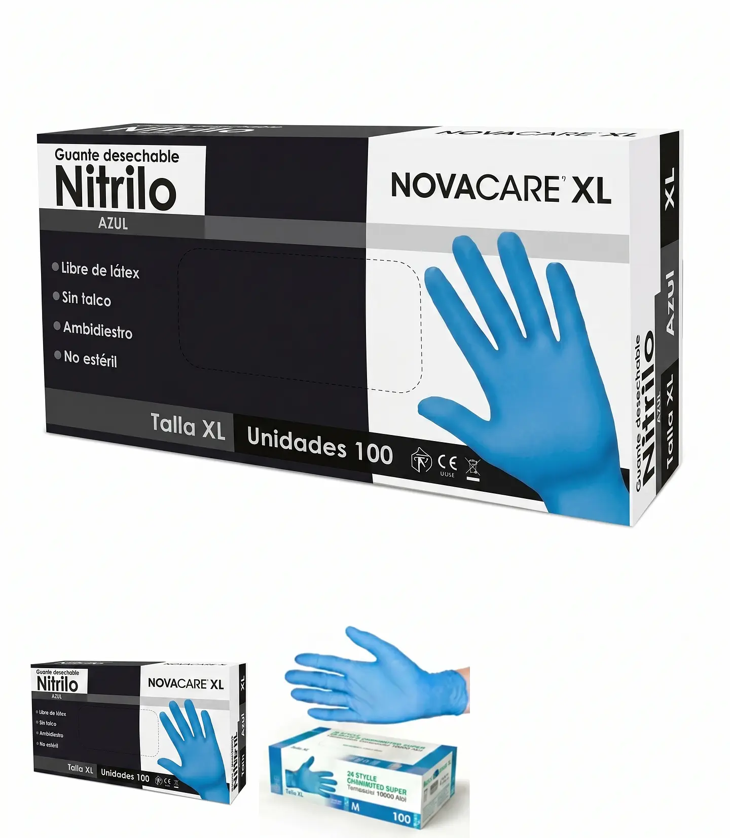 Guantes de Nitrilo azul - Caja de 100 und (Talla XL 1