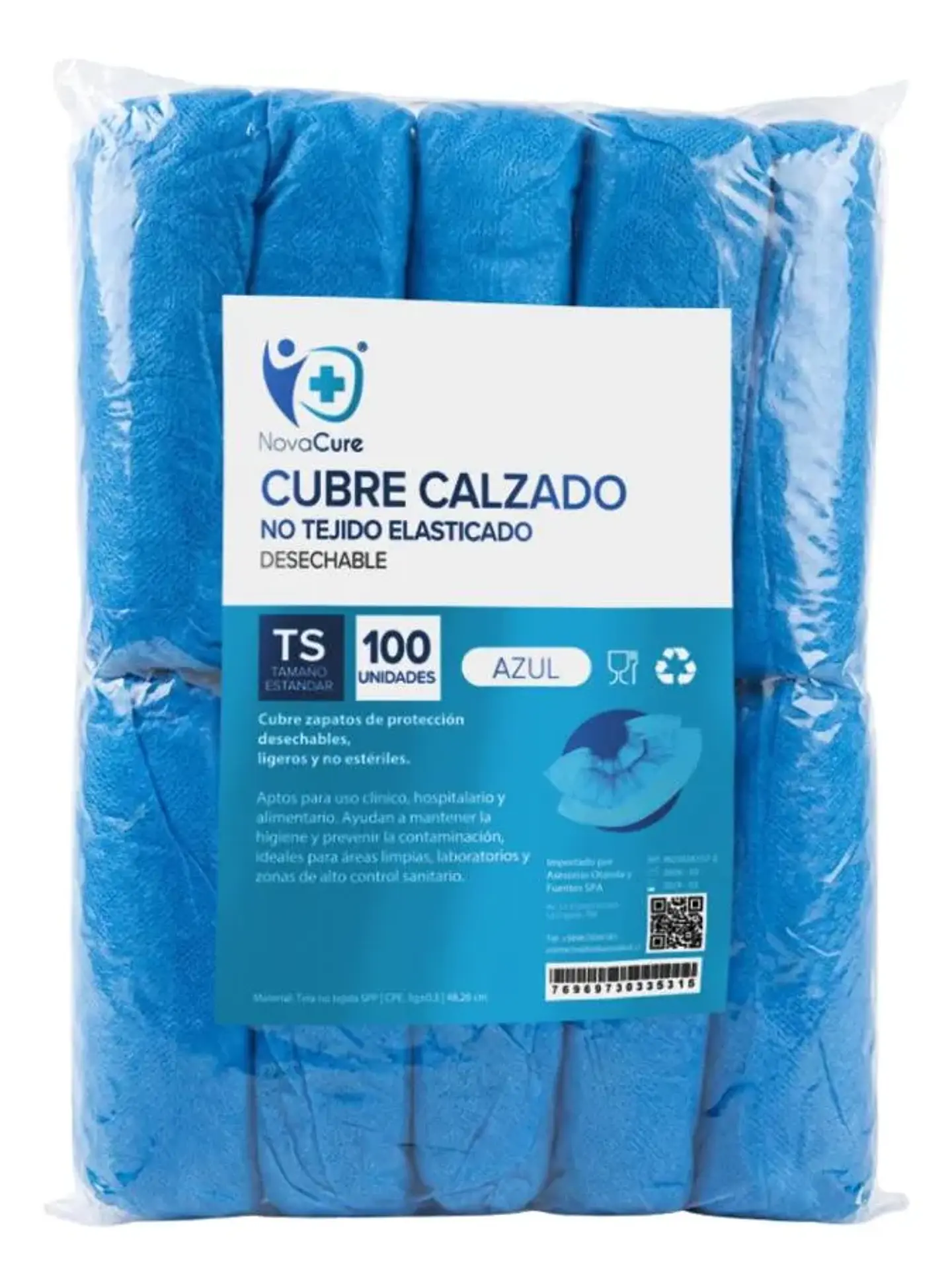 Cubre Calzado Desechable Novacure 100Un. Azul Talla Estandar 1