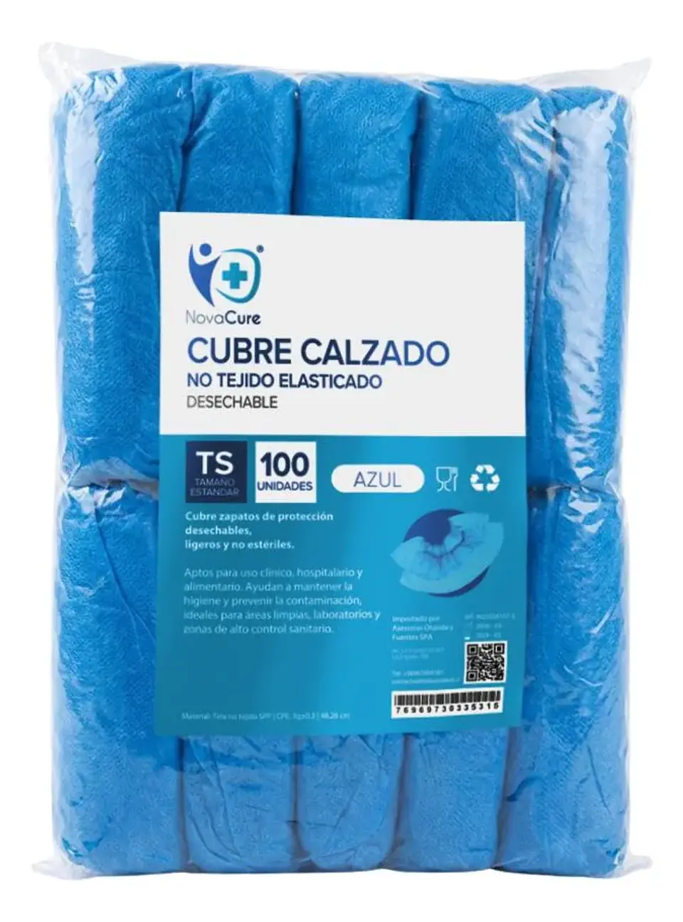 Cubre Calzado Desechable Novacure 100Un. Azul Talla Estandar 1