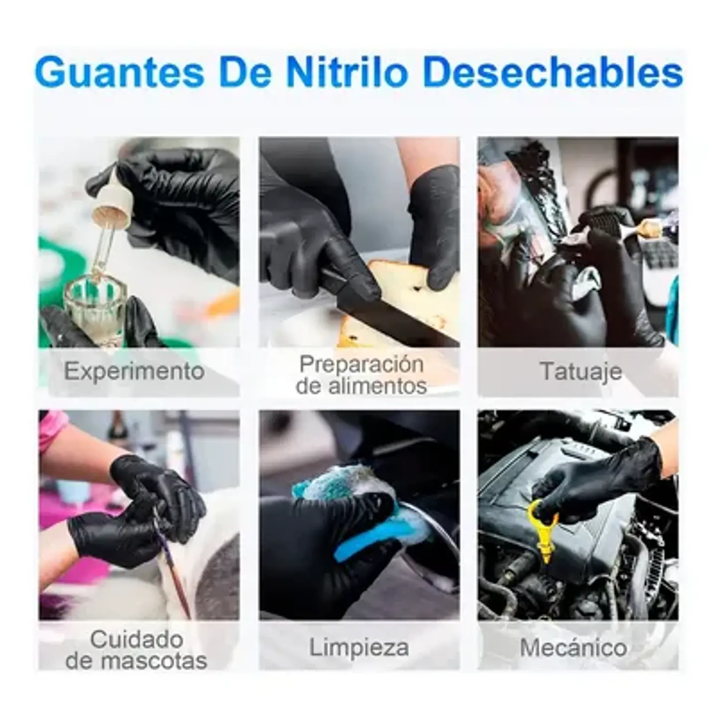 Guantes de Examen Nitrilo NovaCure NEGRO L 4