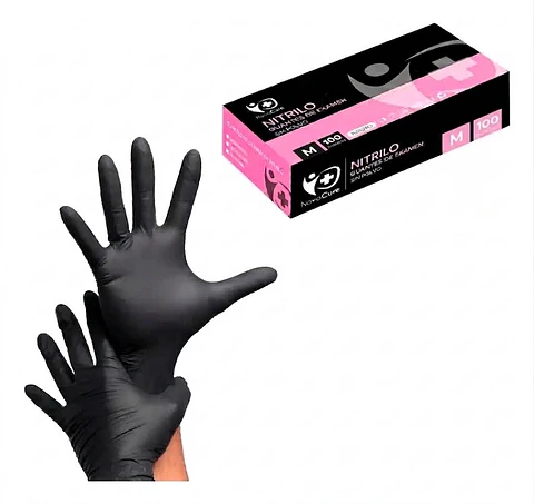 Guantes de Examen Nitrilo NovaCure NEGRO M