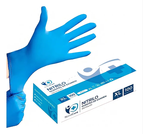 Guantes de Examen Nitrilo NovaCure Azul XL
