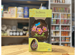 Ovo de Chocolate de Leite Artesanal Decorado à Mão - Rosa 360g - La Suissa 