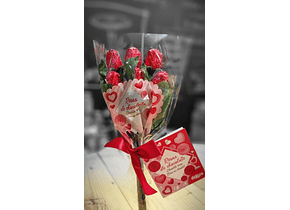 Bouquet c/ 6 rosas de chocolate 30g