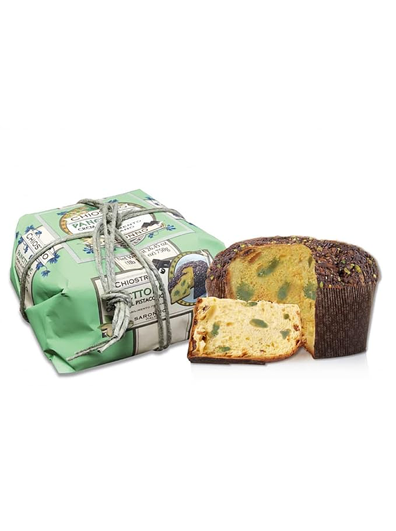 Panettone Artesanal Pistácio c/ Cobertura de Chocolate Negro 750g - Chiostro di Saronno