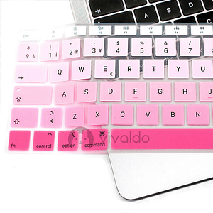 Cubre teclado Macbook rosado y blanco