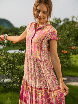 VESTIDO CHINITA FUCSIA-AMARILLO