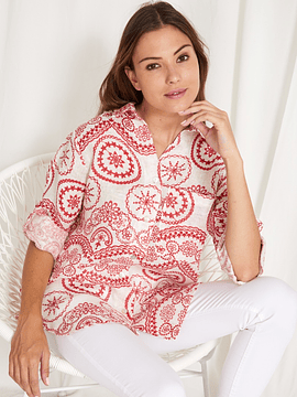 BLUSA LINO HIPPIE ROJA