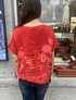 BLUSA LINO ESTAMPADA FLORES ROJO