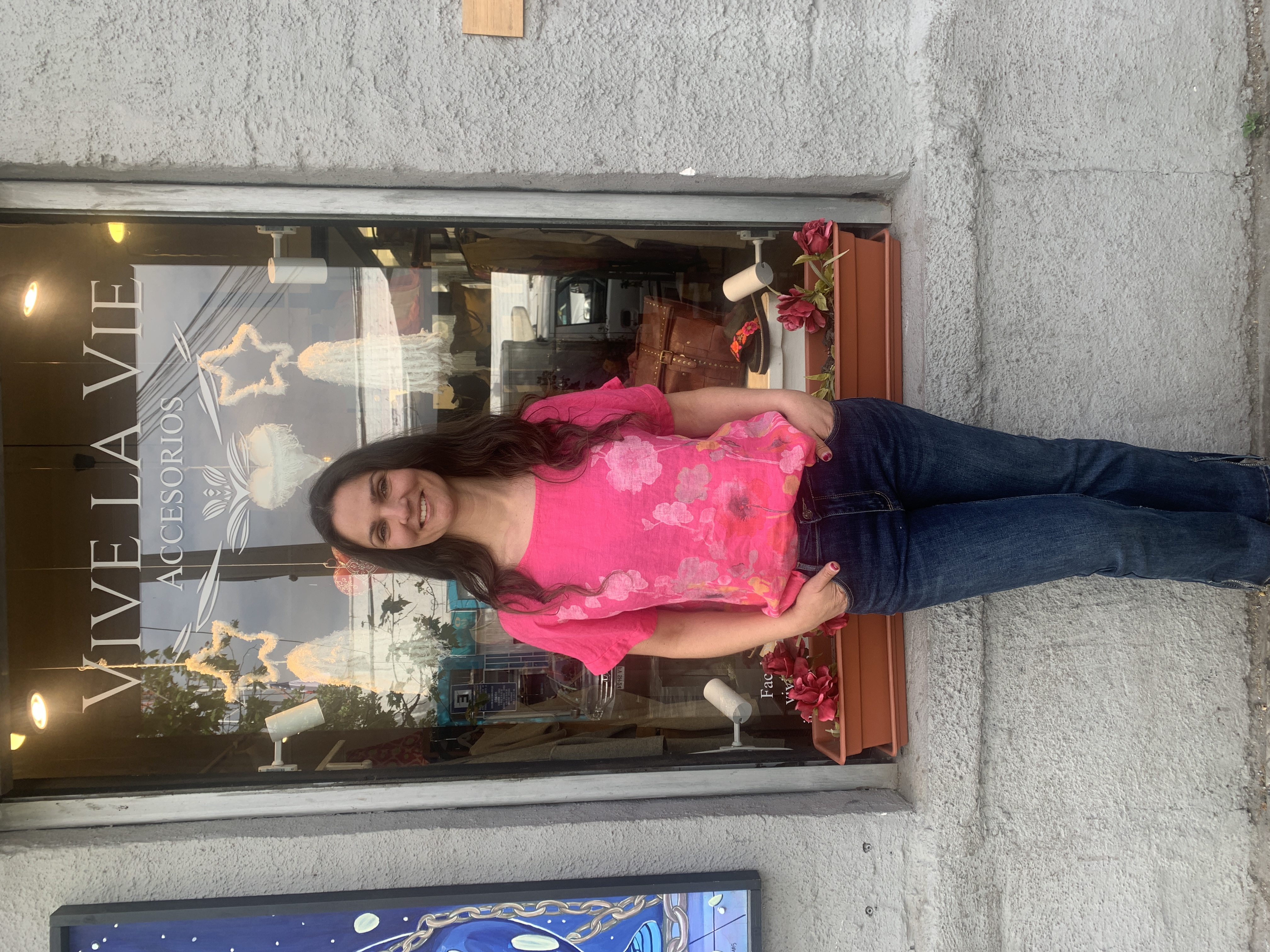 BLUSA LINO ESTAMPADA FLORES FUCSIA