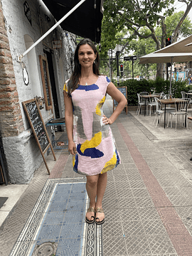 VESTIDO LINO PINTURA ROSADO