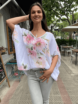 BLUSA LINO AMAPOLA BLANCA