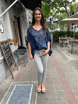 BLUSA LINO AMAPOLA AZUL MARINO