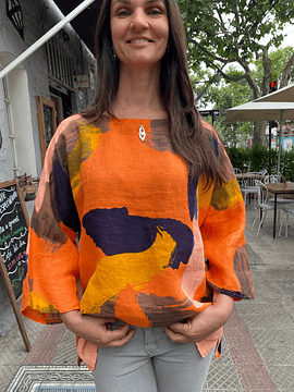 BLUSA LINO PINTURA NARANJA