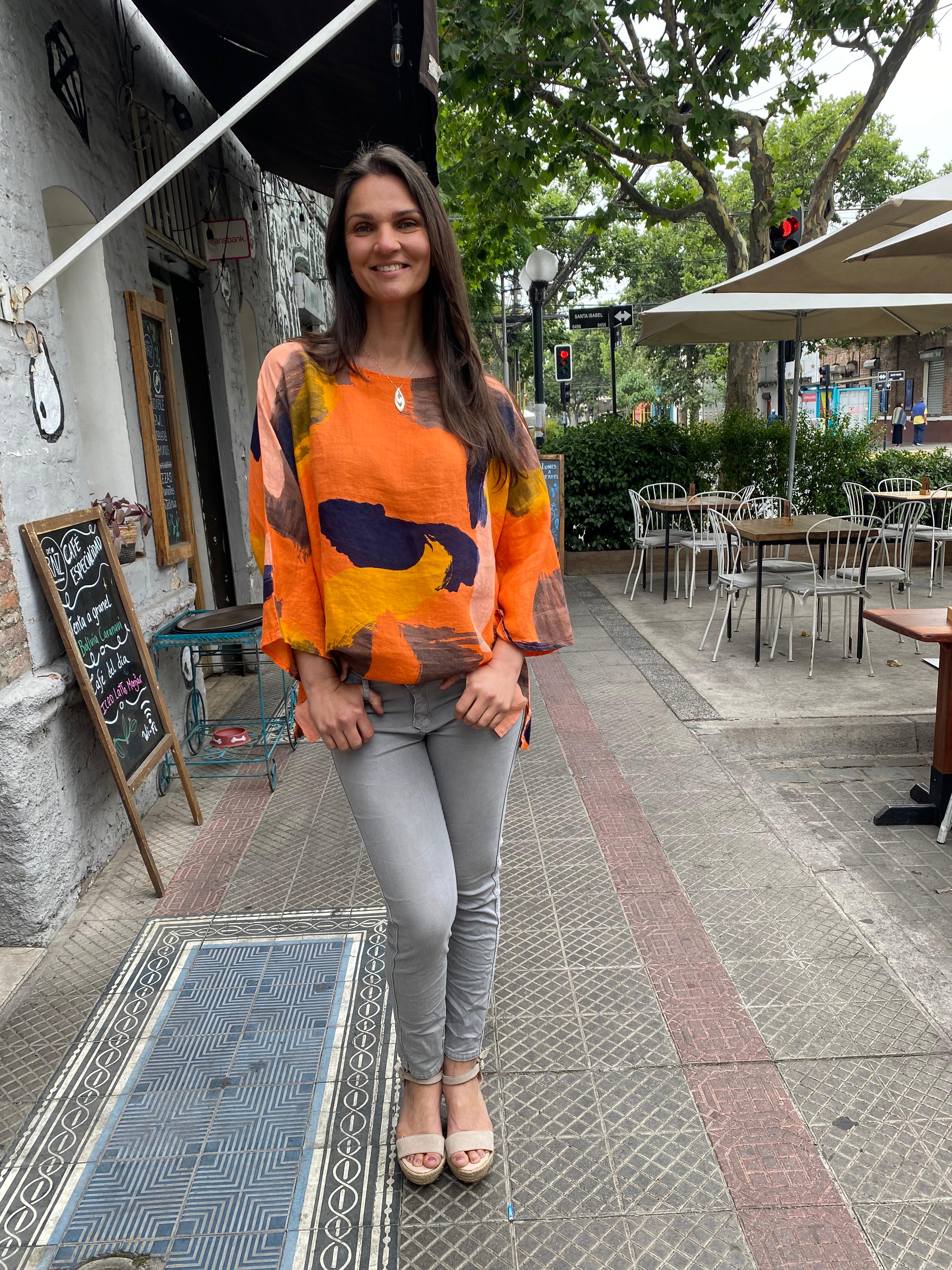 BLUSA LINO PINTURA NARANJA