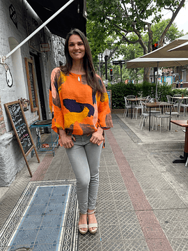 BLUSA LINO PINTURA NARANJA