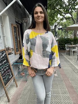 BLUSA LINO PINTURA ROSA