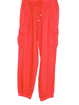 PANTALÓN LINO CARGO NADIA ROJO
