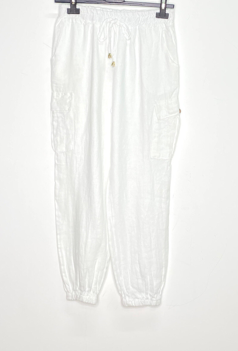 PANTALÓN LINO CARGO NADIA BLANCO