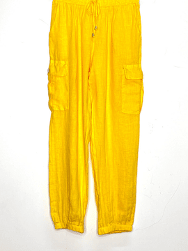 PANTALÓN LINO CARGO NADIA AMARILLO