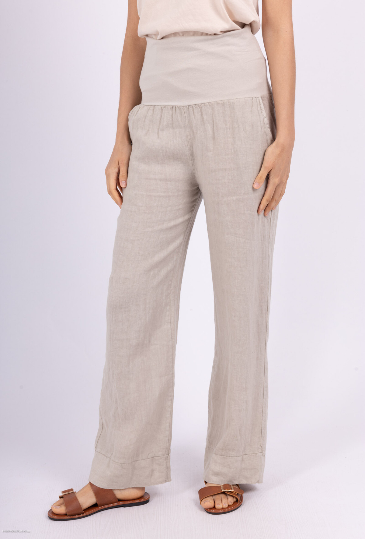 PANTALÓN LINO MANUELLE BEIGE