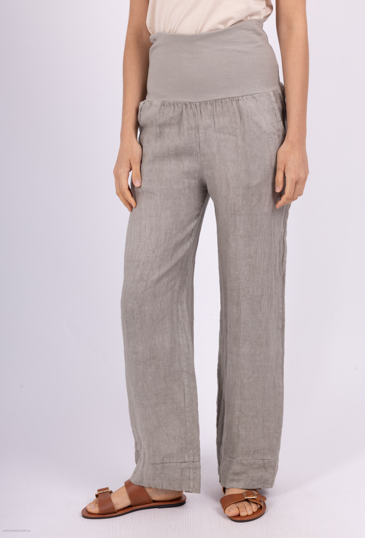 PANTALÓN LINO MANUELLE KAKI