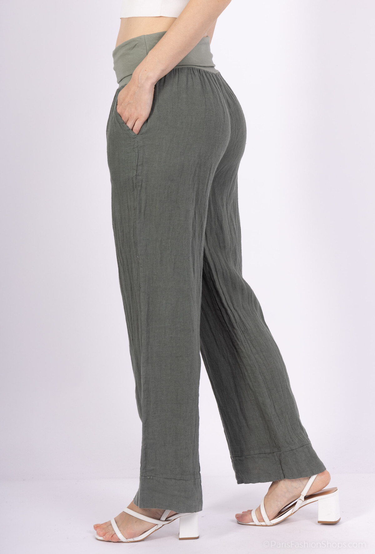 PANTALÓN LINO MANUELLE OLIVA