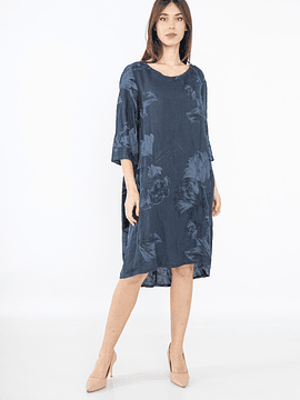 VESTIDO LINO MARGARITA AZUL MARINO