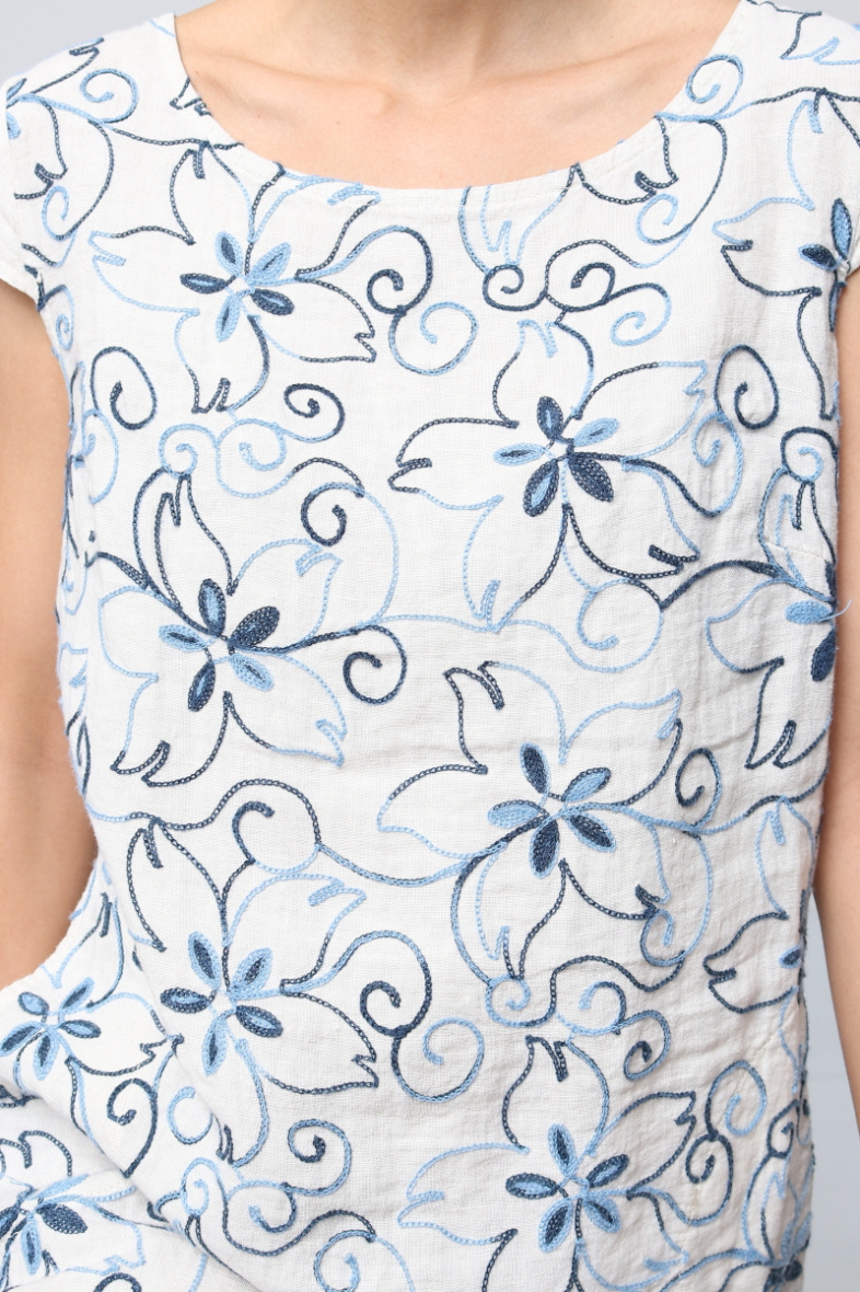 VESTIDO LINO BORDADO MONICA BEIGE TALLA S