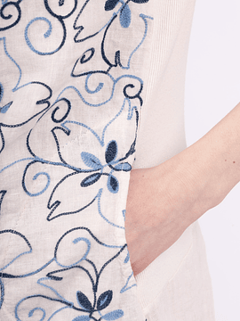 VESTIDO LINO MONICA BORDADO MARFIL TALLA L