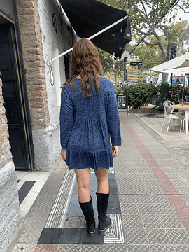 VESTIDO LEOPARDO NADIA AZUL