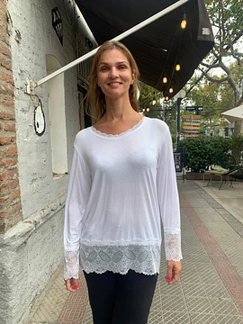 POLERA ENCAJE BLANCO