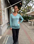 POLERA ENCAJE TURQUESA