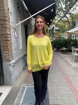 POLERA ENCAJE AMARILLO