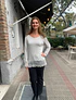 POLERA ENCAJE GRIS CLARO