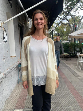 SACO LANA RAYADO BLANCO BEIGE