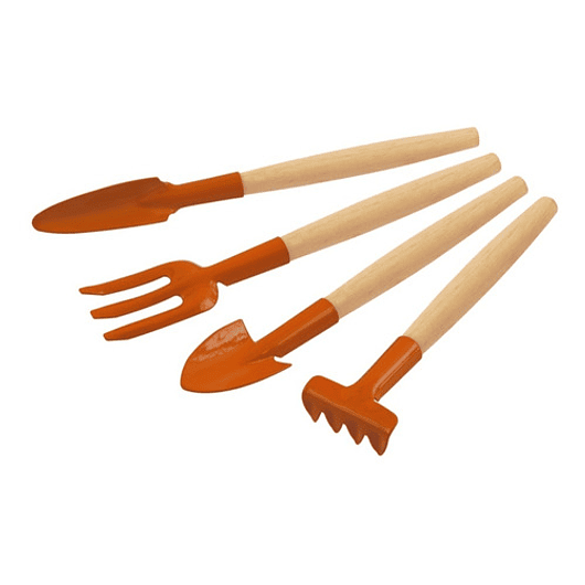 Herramientas de Jardín x4 Piezas Plantas Pequeñas (Cactus, Suculentas, Bonsái) Mango en Madera  1