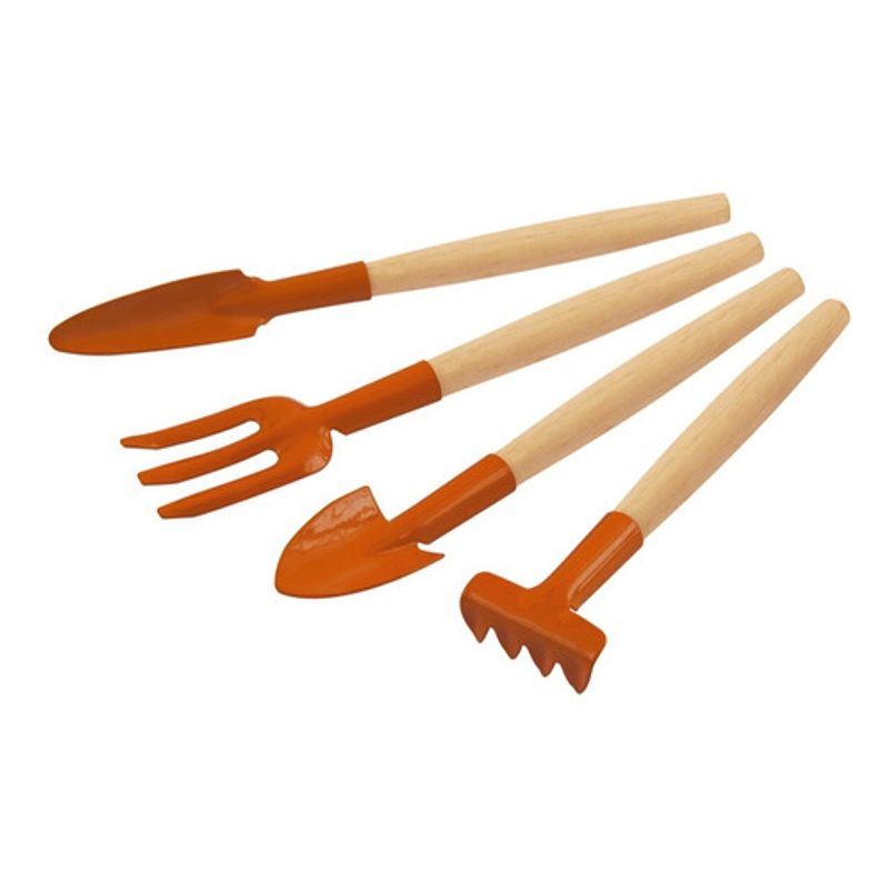 Herramientas de Jardín x4 Piezas Plantas Pequeñas (Cactus, Suculentas, Bonsái) Mango en Madera  1