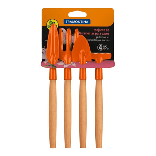 Herramientas de Jardín x4 Piezas Plantas Pequeñas (Cactus, Suculentas, Bonsái) Mango en Madera  8