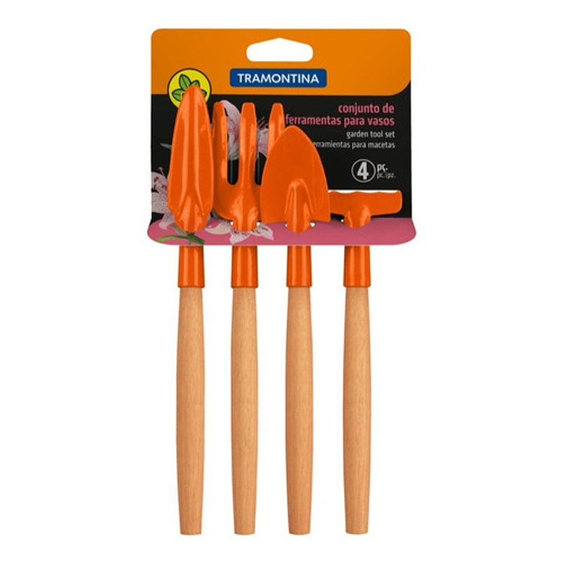 Herramientas de Jardín x4 Piezas Plantas Pequeñas (Cactus, Suculentas, Bonsái) Mango en Madera  8